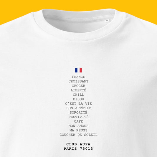 LISTE À LA PRÉVERT tee - blanc / gris nardo