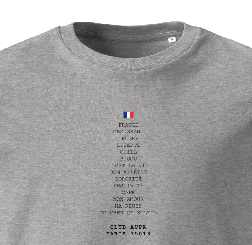 LISTE À LA PRÉVERT tee - blanc / gris nardo