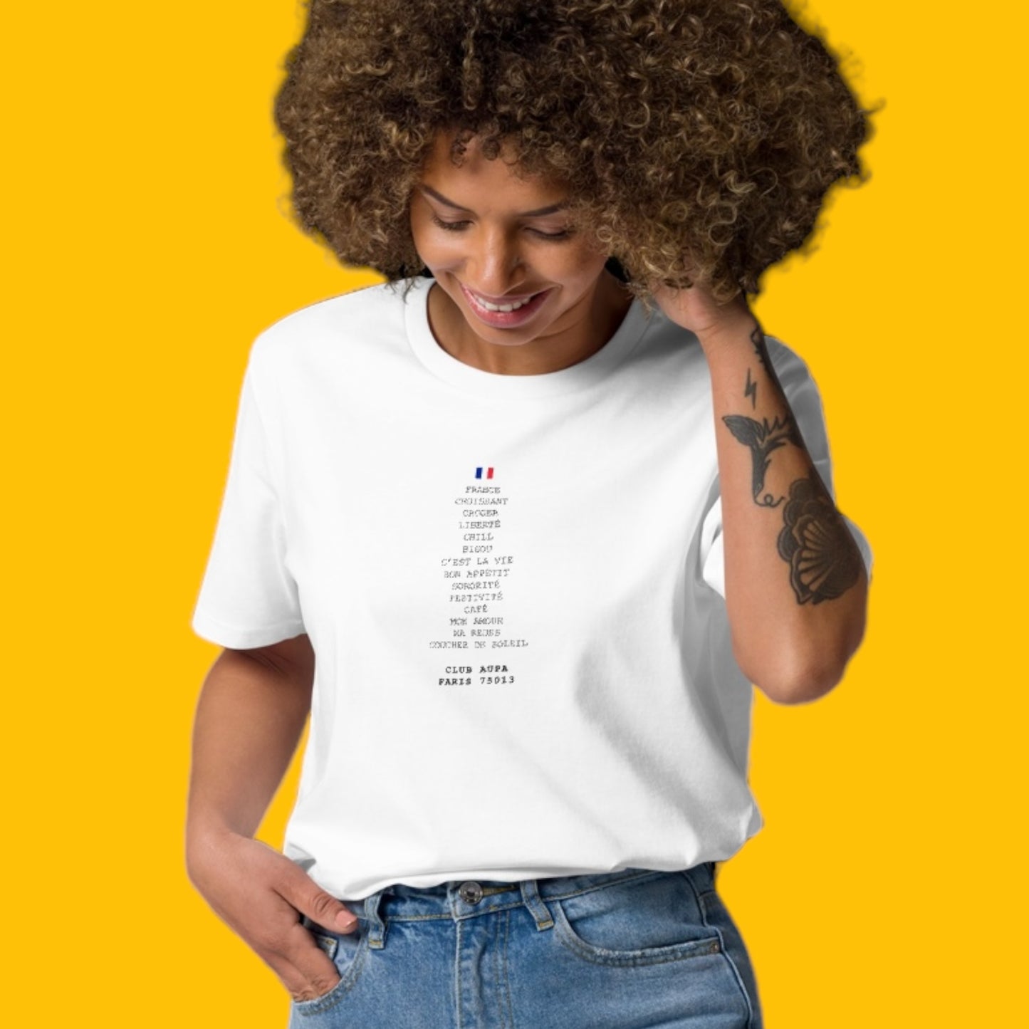 LISTE À LA PRÉVERT tee - blanc / gris nardo