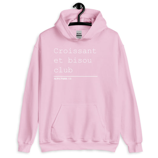 Hoodie - Croissant et bisou club - Baby pink